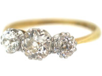 Edwardian 18ct Yellow Gold & Platinum, Three Stone Diamond Ring