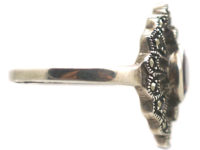 Silver, Pink Tourmaline & Marcasite Ring