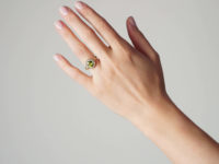 Edwardian 18ct Gold Peridot & Diamond Cluster Ring