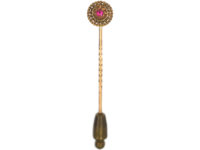Victorian 15ct Gold & Ruby Round Tie Pin