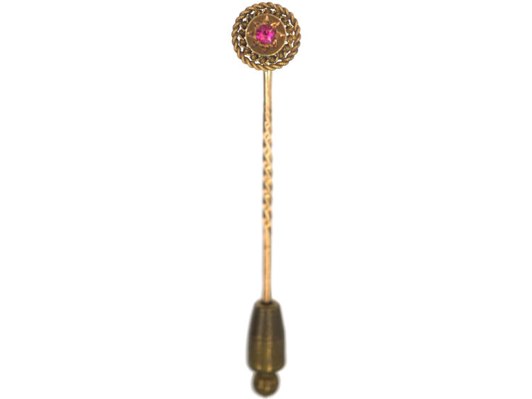 Victorian 15ct Gold & Ruby Round Tie Pin