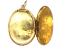 Edwardian 9ct Gold Oval Locket with Flower Basket Motif