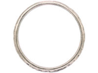 Art Deco Platinum Wedding Ring Engraved with Flowers & Leaves