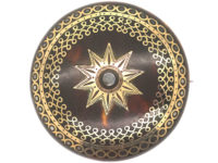 Victorian Tortoiseshell & Pique Round Brooch