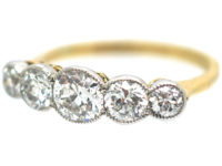 Edwardian 18ct Gold & Platinum, Five Stone Diamond Ring