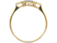 Art Deco 18ct Gold & Platinum, Diamond & Emerald Ring