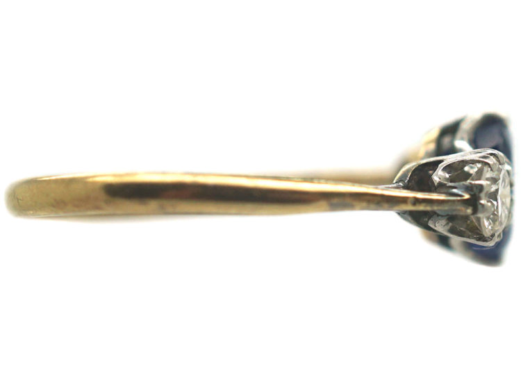 18ct Gold & Platinum, Sapphire & Diamond Three Stone Diamond Ring