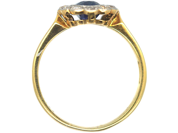 Edwardian 18ct Gold & Platinum, Sapphire & Diamond Oval Cluster Ring