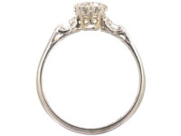 Art Deco Platinum & Diamond Solitaire Ring with Baguette Diamond Shoulders