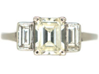 Art Deco Platinum Three Stone Diamond Ring