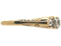 Edwardian 18ct Gold Five Stone Diamond Carved Half Hoop Ring