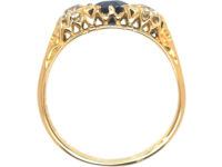 Victorian 18ct Gold Sapphire & Diamond Three Stone Ring