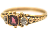 Regency 15ct Gold, Almandine Garnet & Diamond Ring
