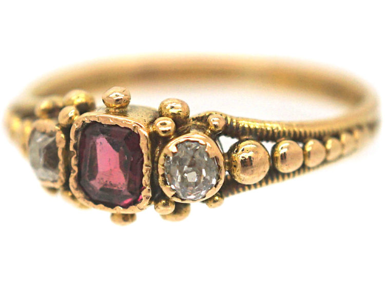 Regency 15ct Gold, Almandine Garnet & Diamond Ring