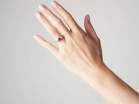 Art Deco 18ct Gold & Platinum, Three Stone Ruby & Diamond Ring