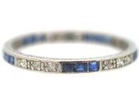 Art Deco Platinum, Sapphire & Diamond Narrow Eternity Ring