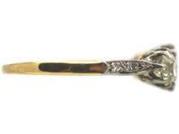 Art Deco 18ct Gold & Platinum, Three Stone Ruby & Diamond Ring