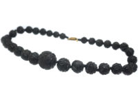 Victorian Carved Jet Bead Necklace