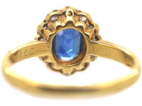 Edwardian 18ct Gold & Platinum, Sapphire & Diamond Oval Cluster Ring