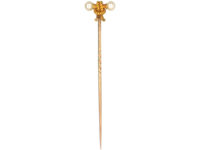 Edwardian 15ct Gold & Natural Pearl Tying the Knot Tie Pin