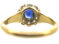 Edwardian 18ct Gold & Platinum, Sapphire & Diamond Cluster Ring