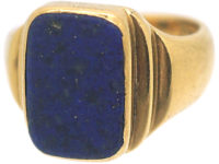 Art Deco 18ct Gold & Lapis Lazuli Signet Ring