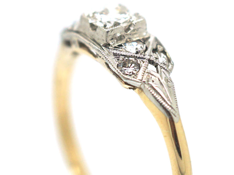 Art Deco 18ct Gold & Platinum Diamond Ring