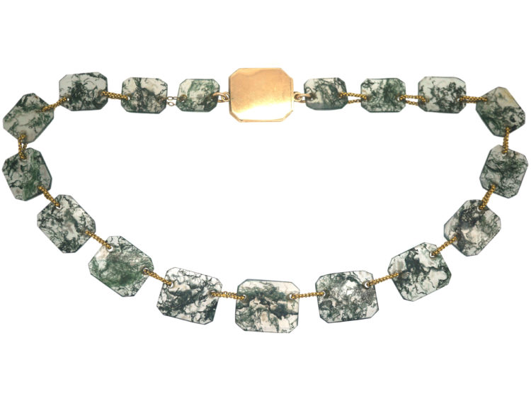 Georgian Gold & Moss Agate Necklace