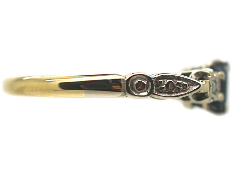 18ct White & Yellow Gold, Sapphire & Diamond Three Stone Ring