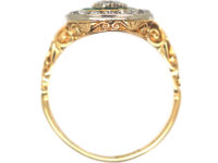 Art Deco 18ct Gold, Emerald & Diamond Target Ring