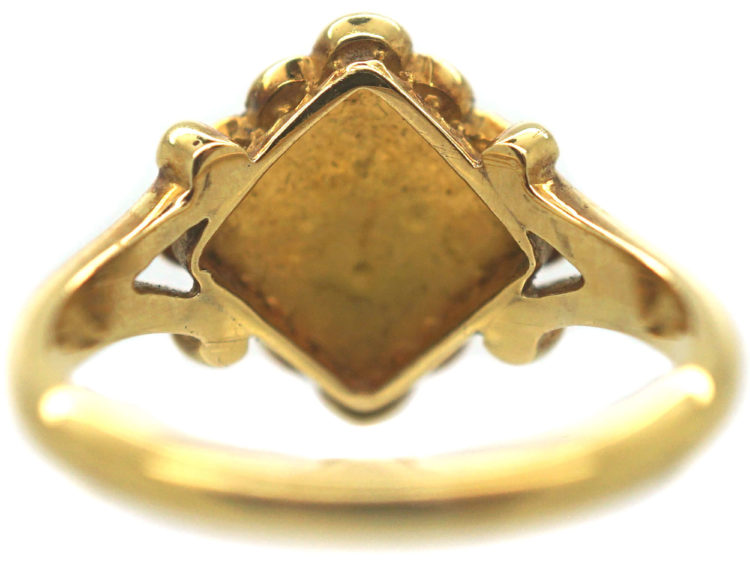 Edwardian 18ct Gold Pave Set Natural Split Pearls & Sapphires Diamond Shaped Ring