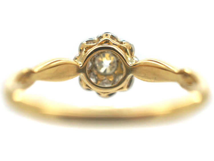 Edwardian 18ct Gold & Platinum, Diamond Daisy Cluster Ring