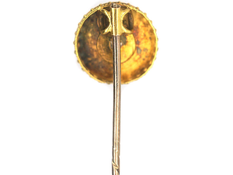 Victorian 15ct Gold & Diamond Round Tie Pin