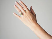 Edwardian 18ct Gold & Platinum, Peridot & Rose Diamond Cluster Ring