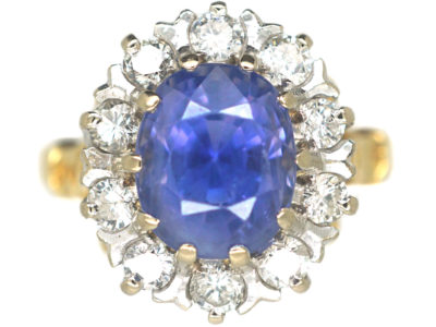 18ct Gold, Sapphire & Diamond Cluster Ring