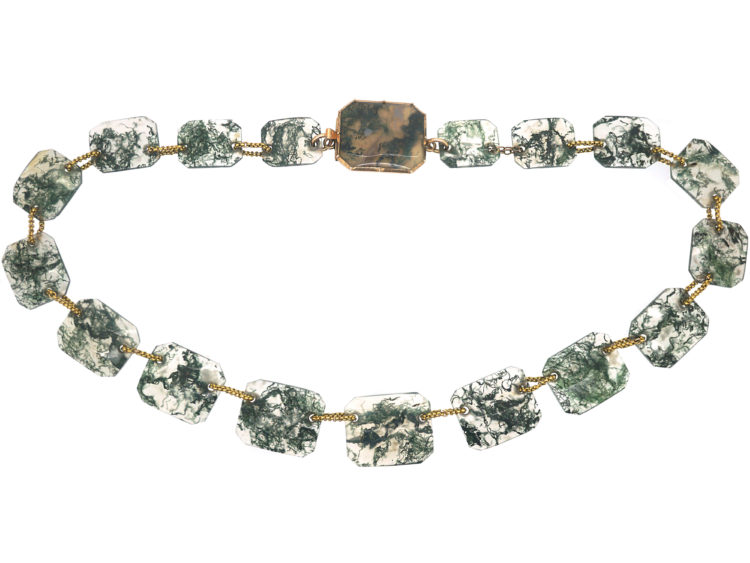 Georgian Gold & Moss Agate Necklace