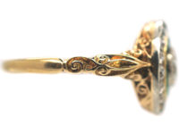 Art Deco 18ct Gold, Emerald & Diamond Target Ring