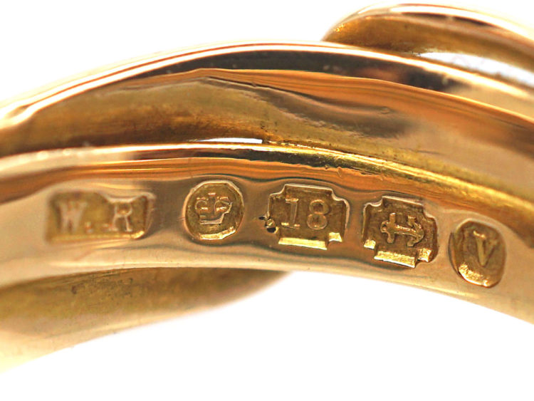 Victorian 18ct Gold Snake Ring with a Diamond Head & Ruby Eyes