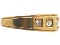 Victorian 18ct Gold Ring set with Five Diamonds in Square Settings