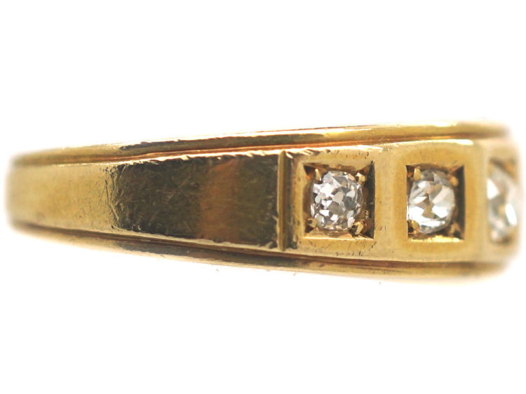 Victorian 18ct Gold Ring set with Five Diamonds in Square Settings