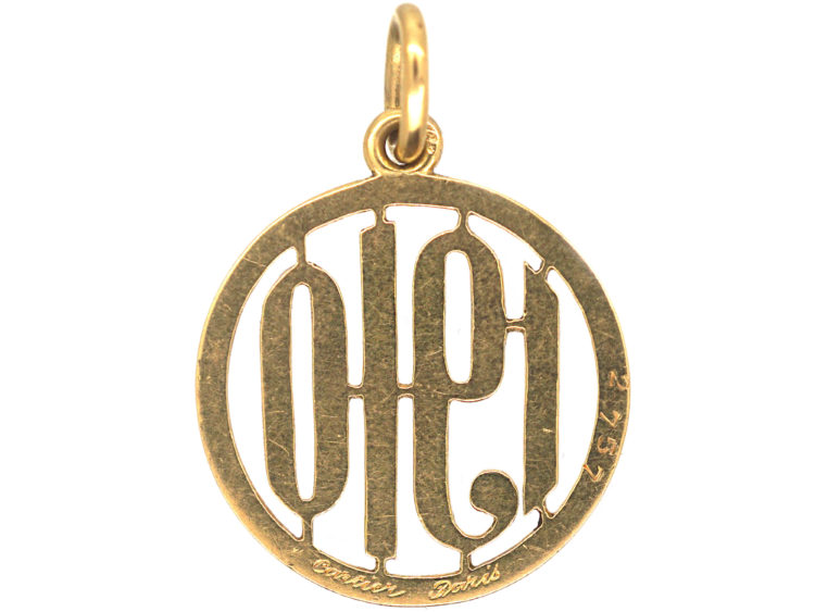 18ct Gold & White Enamel 1910 pendant by Cartier