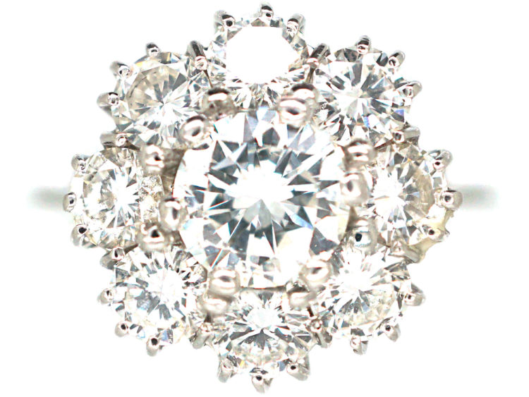 18ct White Gold Large Diamond Daisy Cluster Ring