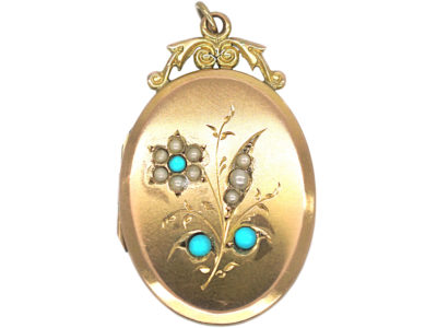 Edwardian 9ct Back & Front Oval Locket with Flower Motif