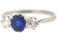 Platinum, Sapphire & Diamond Three Stone Ring