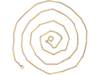 Edwardian 9ct Gold Baton & Trace Link Chain