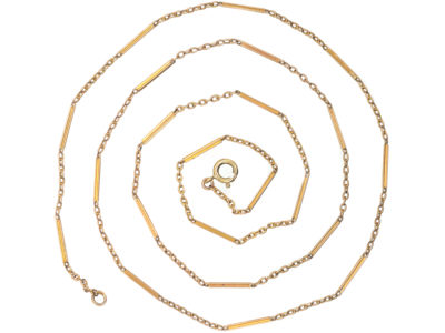 Edwardian 9ct Gold Baton & Trace Link Chain