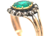 Georgian Emerald & Rose Cut Diamond Cluster Ring