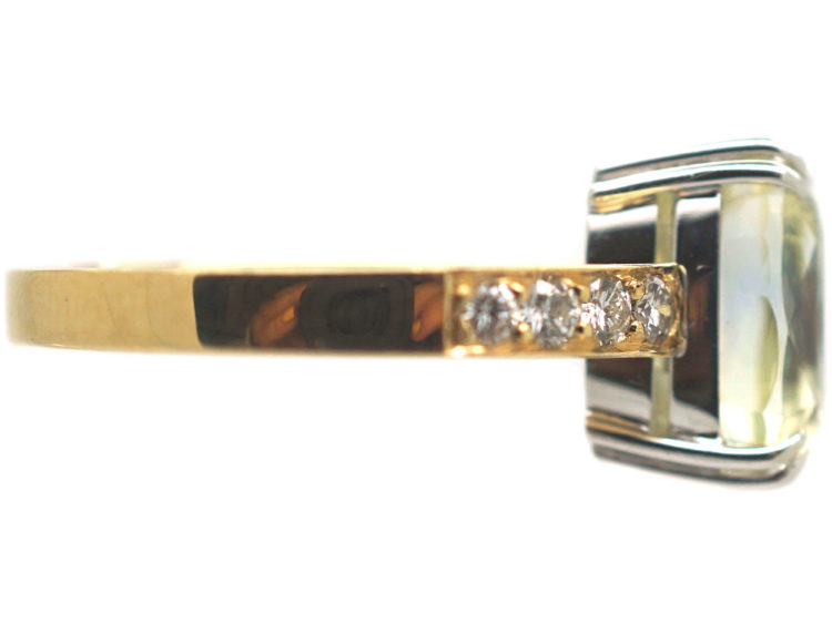 18ct Gold Yellow Ceylon Sapphire & Diamond Ring