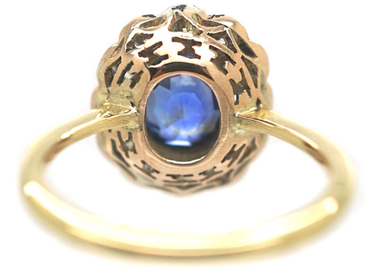 Edwardian 18ct Gold , Sapphire & Diamond Cluster Ring