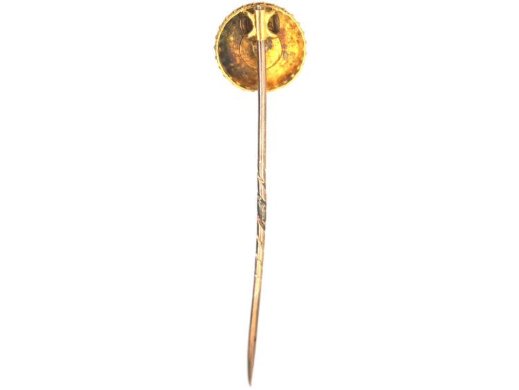 Victorian 15ct Gold & Diamond Round Tie Pin